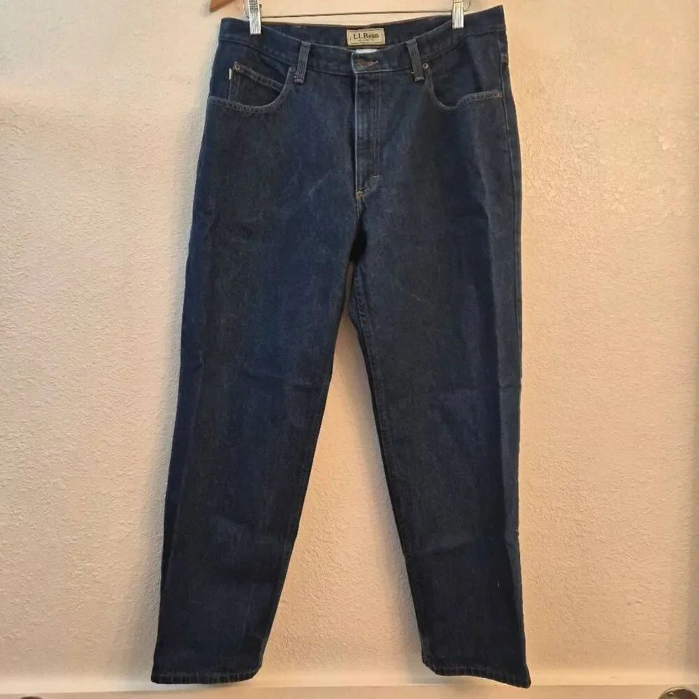 L.L. Bean Men's Jeans Relaxed Fit 35x29 Thick Heavy Duty Durable Denim Comfy